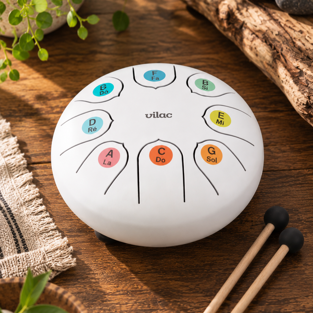 Musique - Tongue drum en métal, Blanc neige