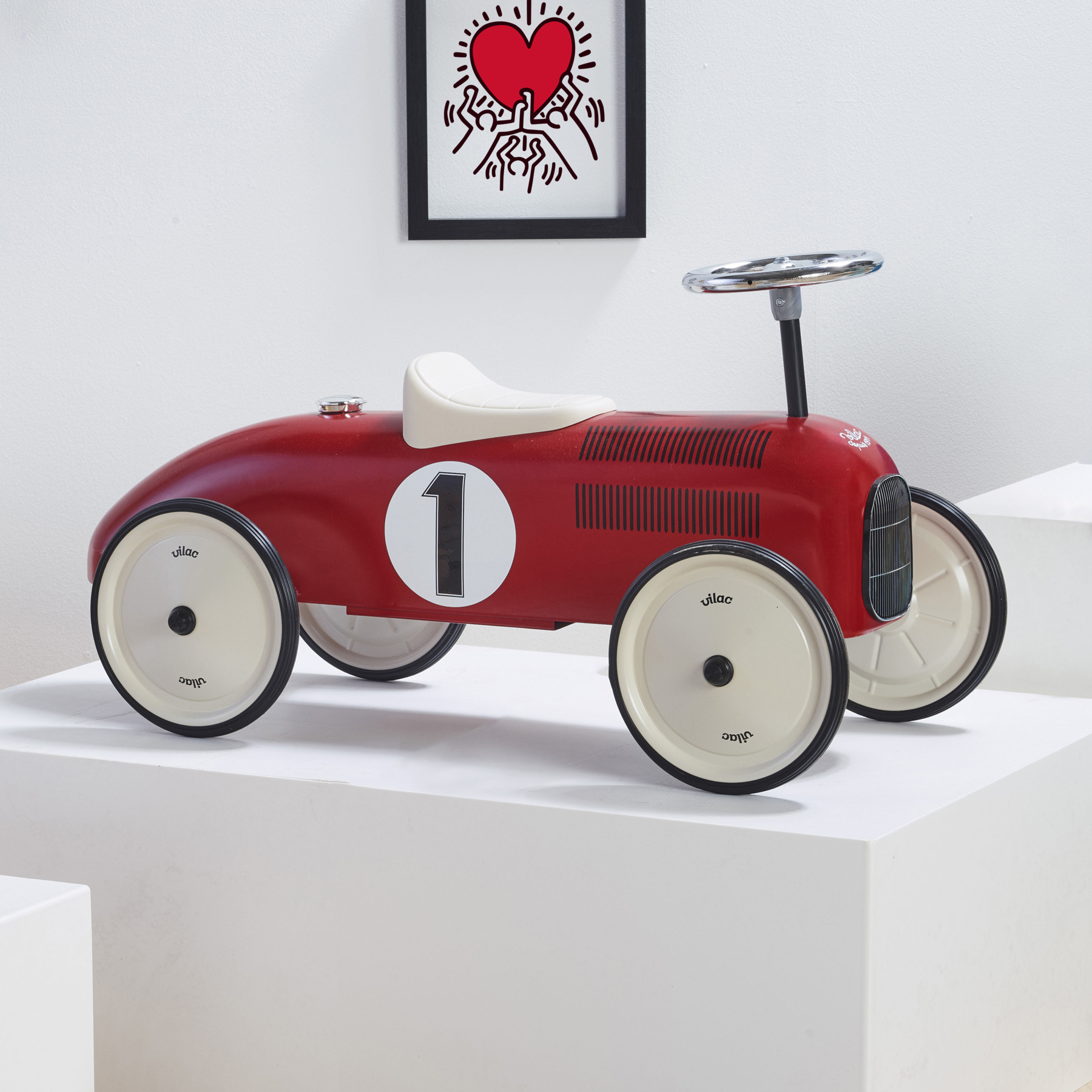 Porteurs voitures métal - Porteur en métal, Vintage Rouge & Blanc crème